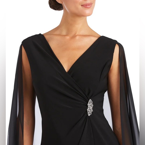 R&M Richards Chiffon Cape Dress - Picture 3 of 5